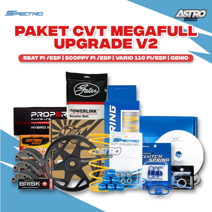 Mega Super Full Upgrade CVT V2 Beat Fi Scoopy Fi ESP Genio Vario 110 Deluxe Street Mangkok Kawahara