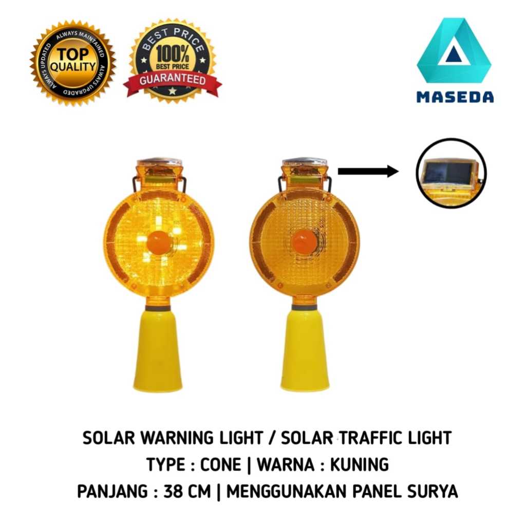 Solar Warning Light Traffic Cone Traffic Cone Lamp Yellow  Lampu SOLAR Tombol on off Warning Light T
