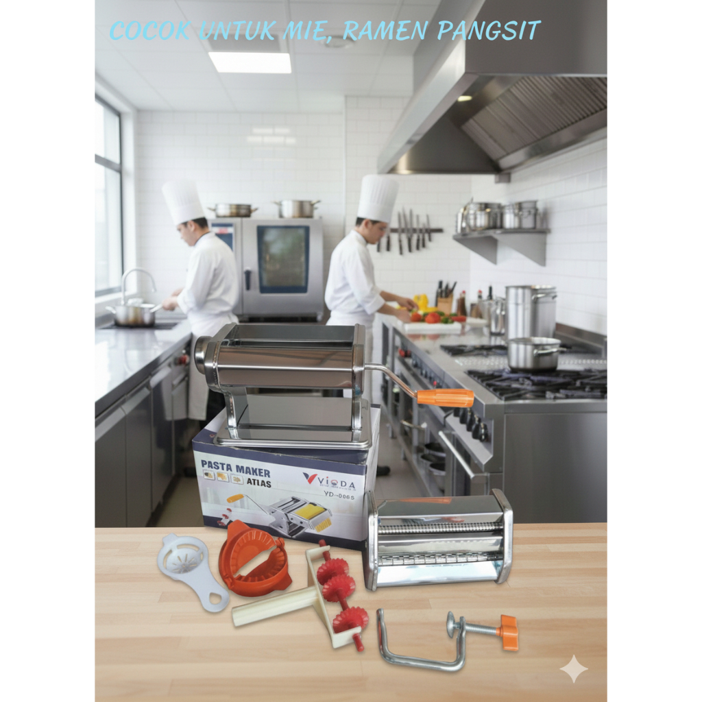 MESIN GILINGAN MIE MANUAL/PASTA MAKER VIODA ATLAS YD-056 | Alat Pencetak Mie, Kulit Pangsit & Ramen 