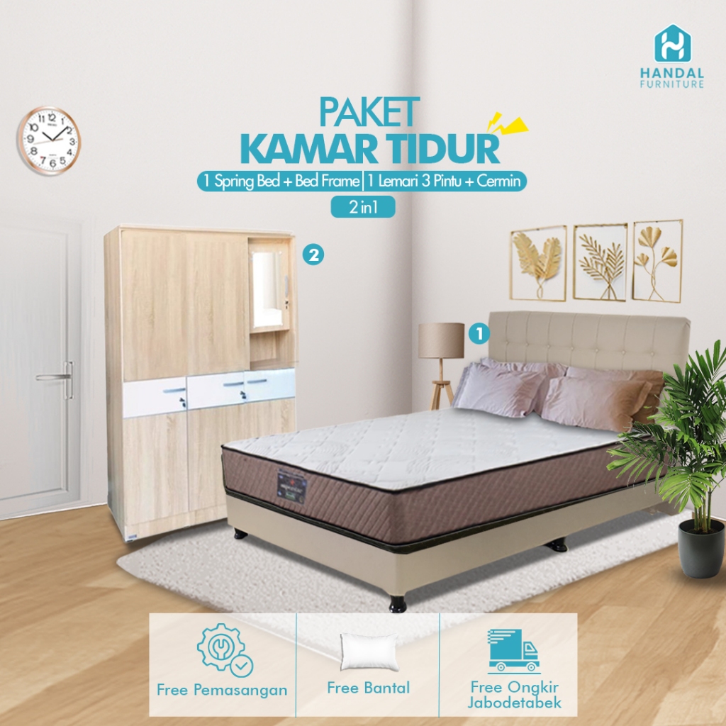 Termurah Paket Kamar Tidur 2in1 Hemat Set Elite Serenity Superstar + Lemari 3Pt Oak Muda