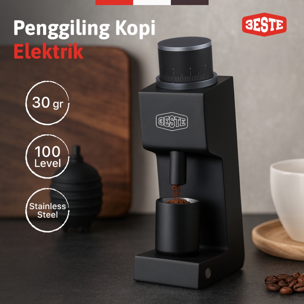 Alat Penggiling Kopi Elektrik Coffee Grinder 30g 100W 160RPM Hitam 005 Trieste