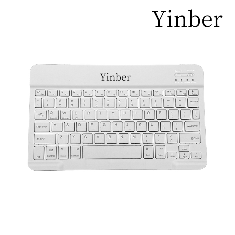Yinber Keyboard Mouse Bluetooth Nirkabel 8 Inch Keyboard Hp Mini Portabel Pengisian Daya