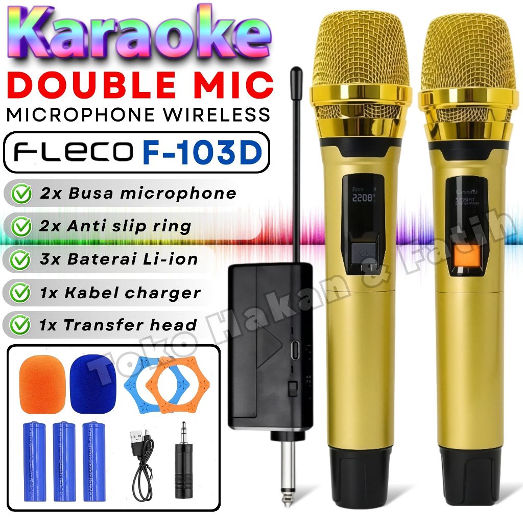 Mic Wireless Murah Isi 2 Mic Karaoke Suara Jernih Kualitas bagus Wireless Microphone Profesional Mic