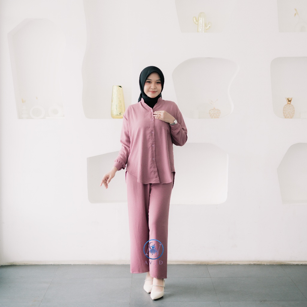 HANA Setelan Wanita Kemeja Crinkle Airflow Premium Setelan Kemeja Crinkle Airflow Premium Avella-ID