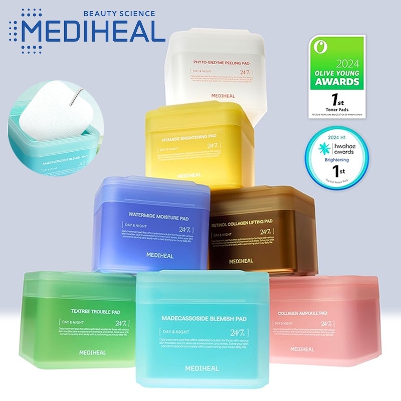 Mediheal Toner Pad 100Pcs / Madecassoside Blemish Toner Pad / Collagen Ampoule Pad / Teatree Trouble