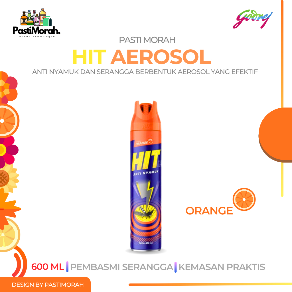 HIT Obat Nyamuk Semprot Aerosol Orange 600 ml / Hit Semprot Nyamuk