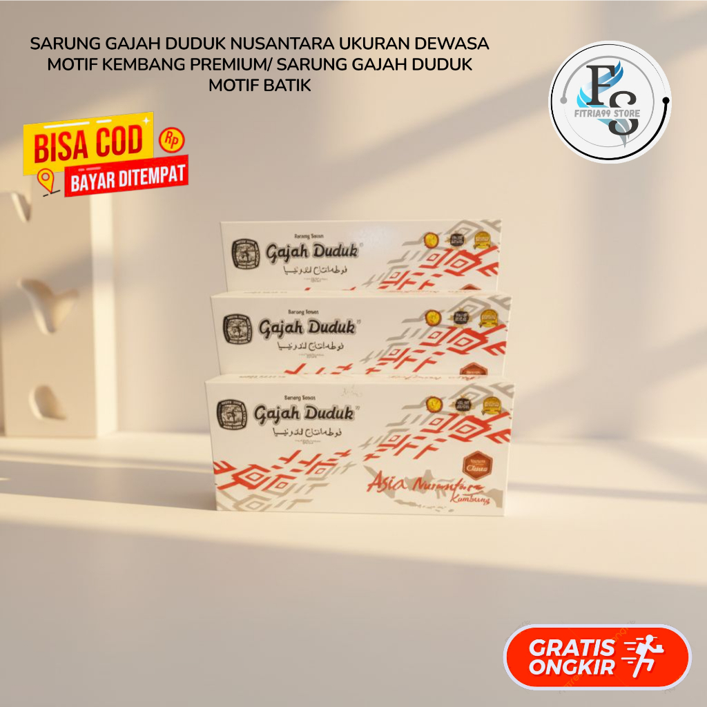 SARUNG GAJAH DUDUK NUSANTARA UKURAN DEWASA MOTIF KEMBANG PREMIUM/ SARUNG GAJAH DUDUK MOTIF BATIK