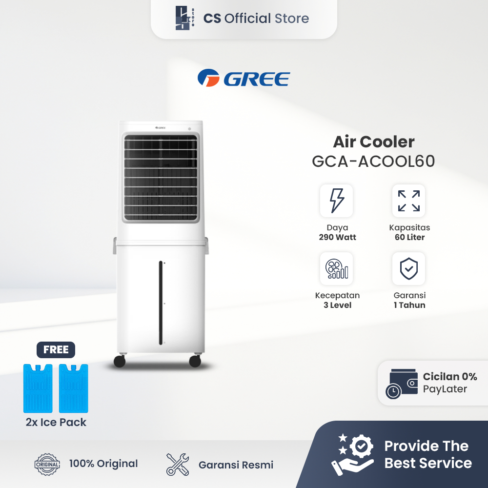 GREE Air Cooler Kapasitas 60 Liter - with Honeycomb + pra-filter  penyejuk & Humidifier - Model GCA-