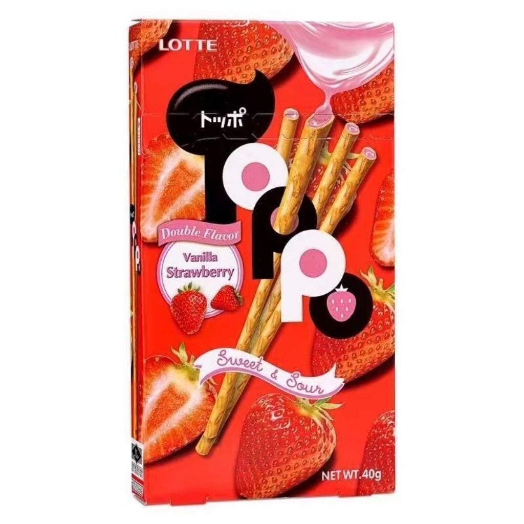 LOTTE TOPPO RASA VANILLA STRAWBERY NETTO 40 GR