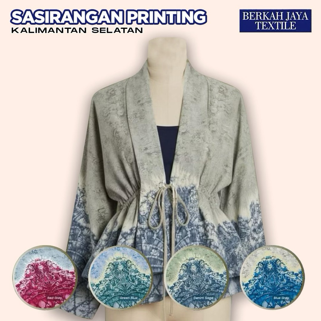 1/2 Meter Kain Batik Sasirangan Printing Etnik Banjar Kalsel Pria Wanita Unisex Bahan Semi Sutera