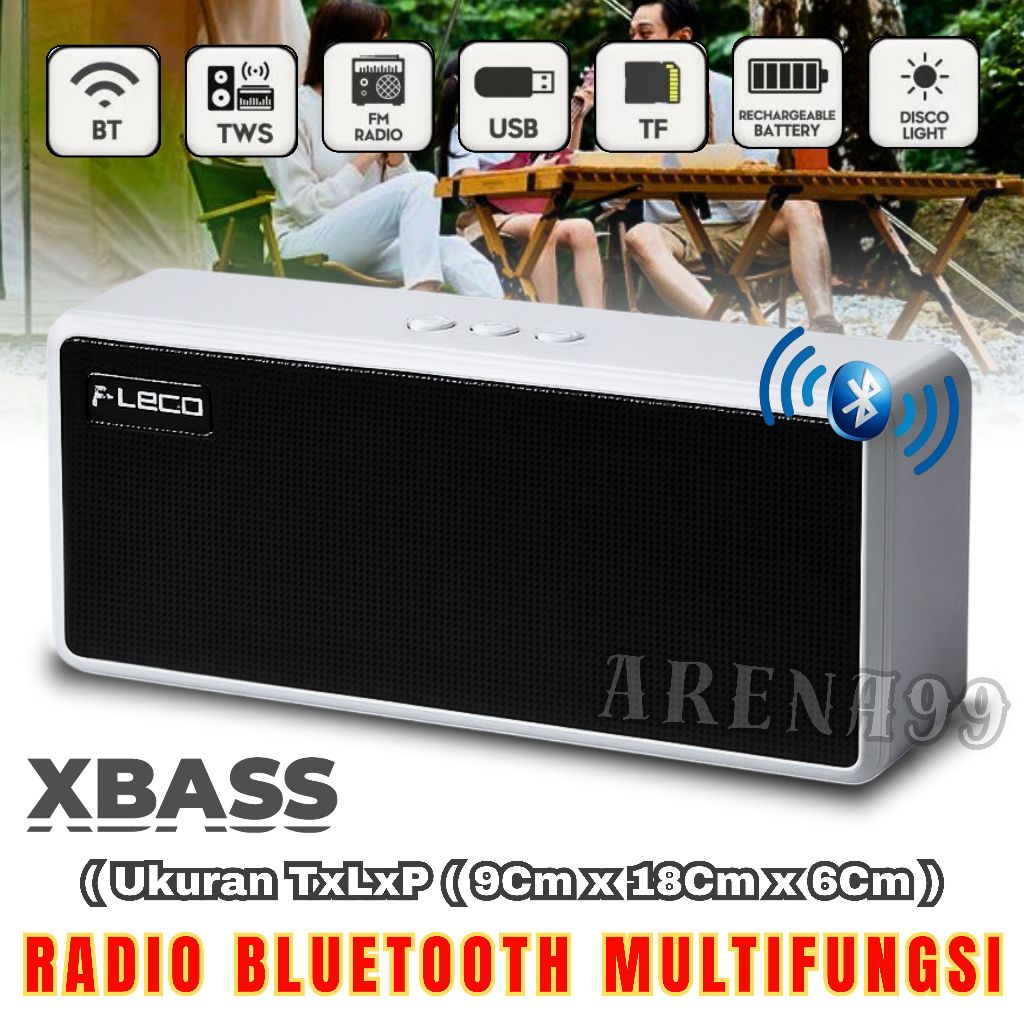 Speaker Bluetooth Subwoofer Mobil Super Bass FLECO F-430 Full Bass Bluetooth-TWS-Radio FM-USB-TF Spe