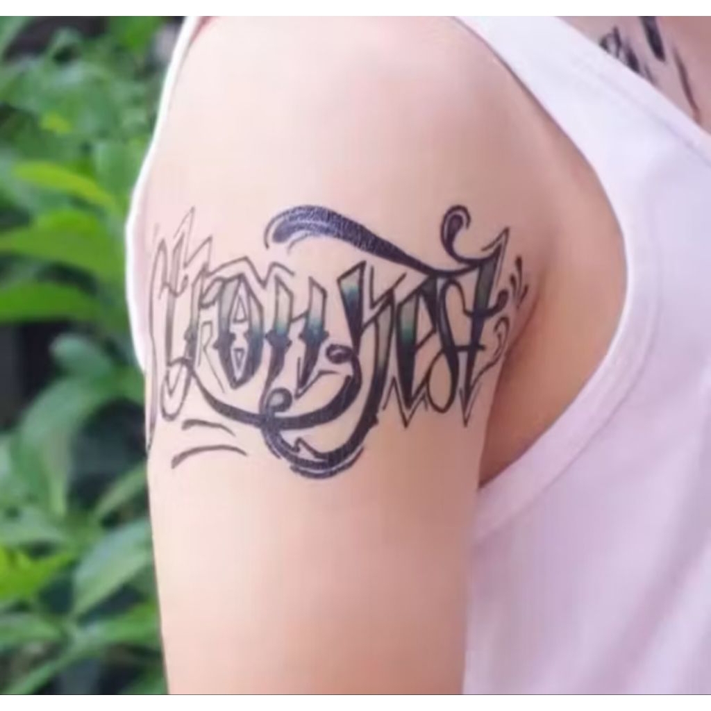 COD | tatto temporer QC 801 Tulisan hijau tatto temporary tatto tubuh tangan pinggang dan dada stick
