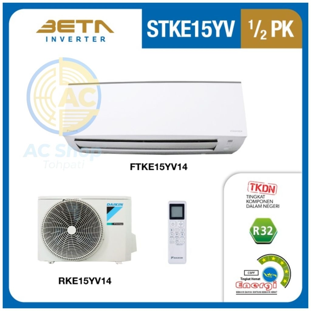 AC DAIKIN BETA INVERTER 1/2PK FTKE15YV AC DAIKIN BETA INVERTER 0.5PK