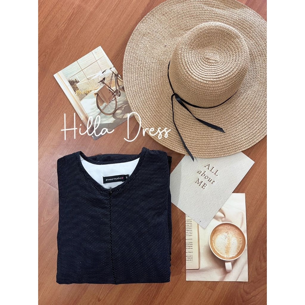 Mysha Iwearmysha HILLA DRESS : DOT BLACK Gamis Katun Hitam Motif Polkadot Size S M L XL