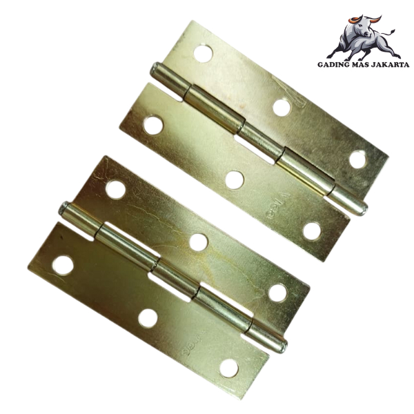 Engsel Tipis Plat Stainless Kuning 3 Inch Engsel Kupu Kecil Pintu Lemari Laci Kandang Anti Karat GMJ