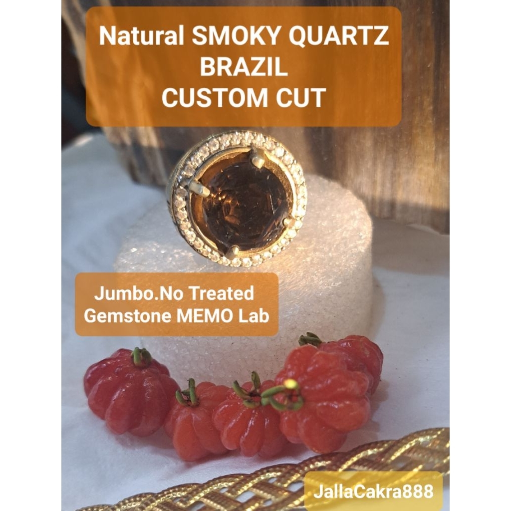 Batu Natural Smoky Quartz Brazil NTE Custom Cut No Treated With Gemstone Memo Lab Batu Alam Cincin P