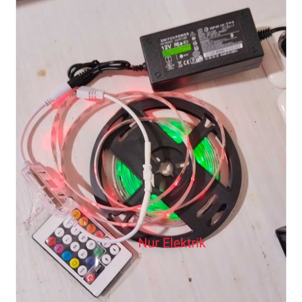 Lampu LED Strip Running RGB 5-10 Meter DC 12V + controller remot IP44 Waterprof hiasan aestetik