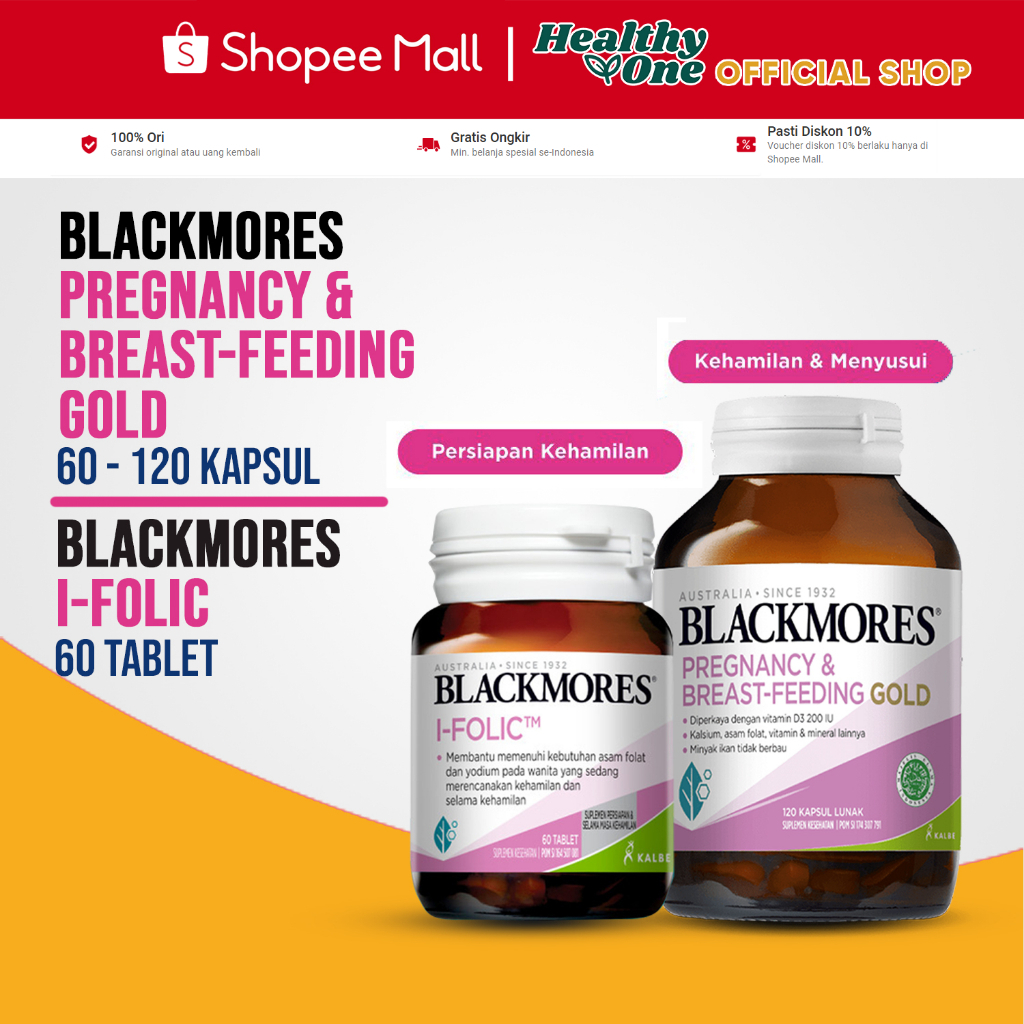 Blackmores Pregnancy & Breastfeeding Gold New / I-FOLIC / Suplemen Ibu Hamil & Menyusui / Tinggi DHA