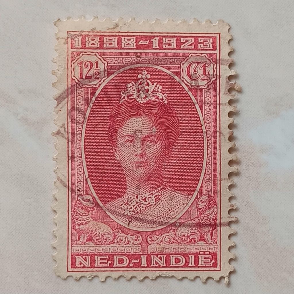(OG) Perangko Ned Indie 1823 25 Tahun Ratu Wilhelmina 12 ½ cent Used