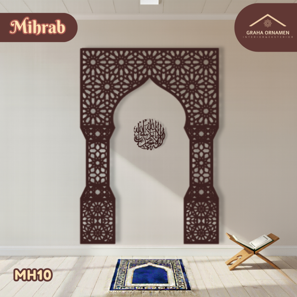 Mihrab Dekorasi Mushola Hiasan Dinding Minimalis Elegan Tahan Lama Bahan PVC Board
