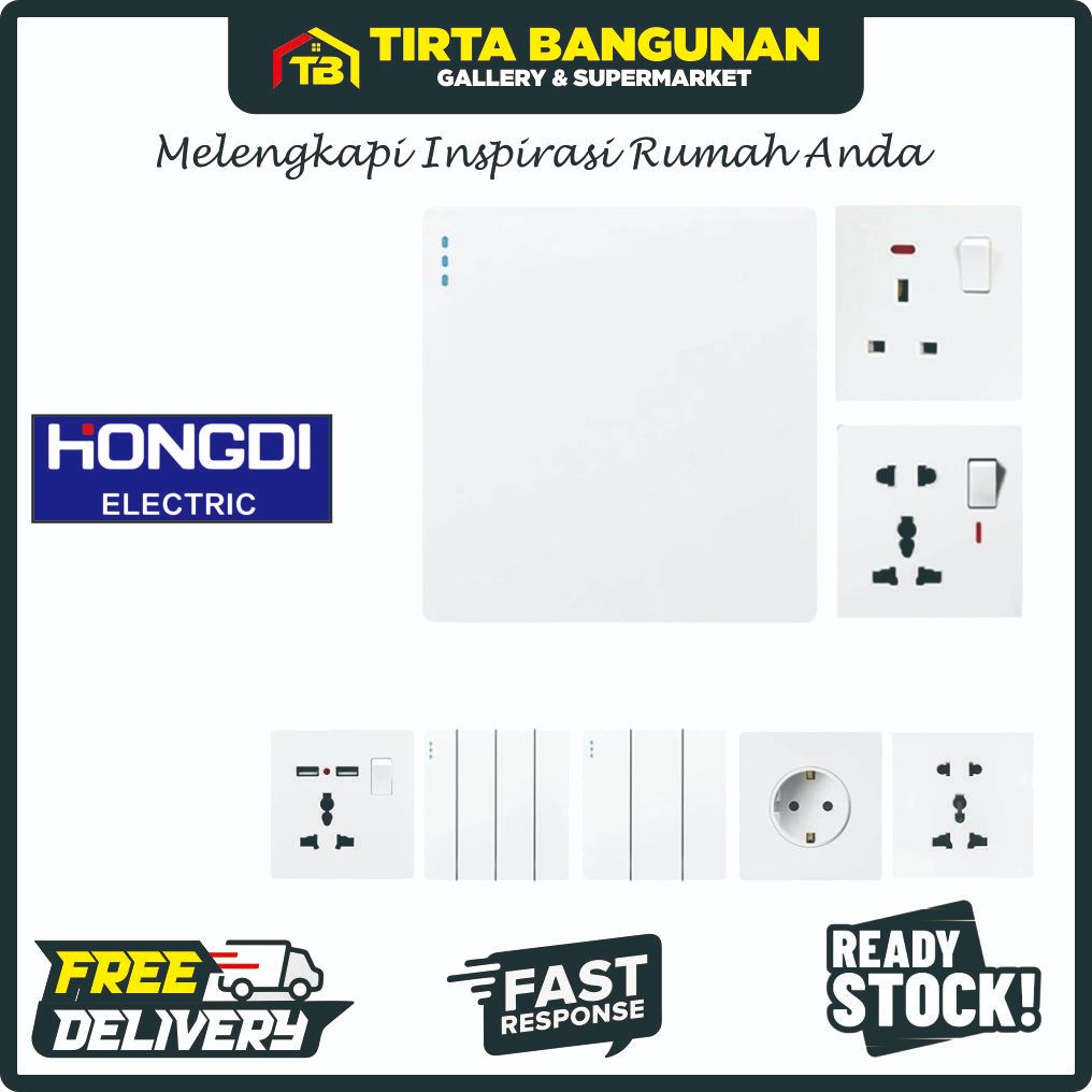 HONGDI Saklar Dinding Premium Putih Minimalis untuk Rumah Modern