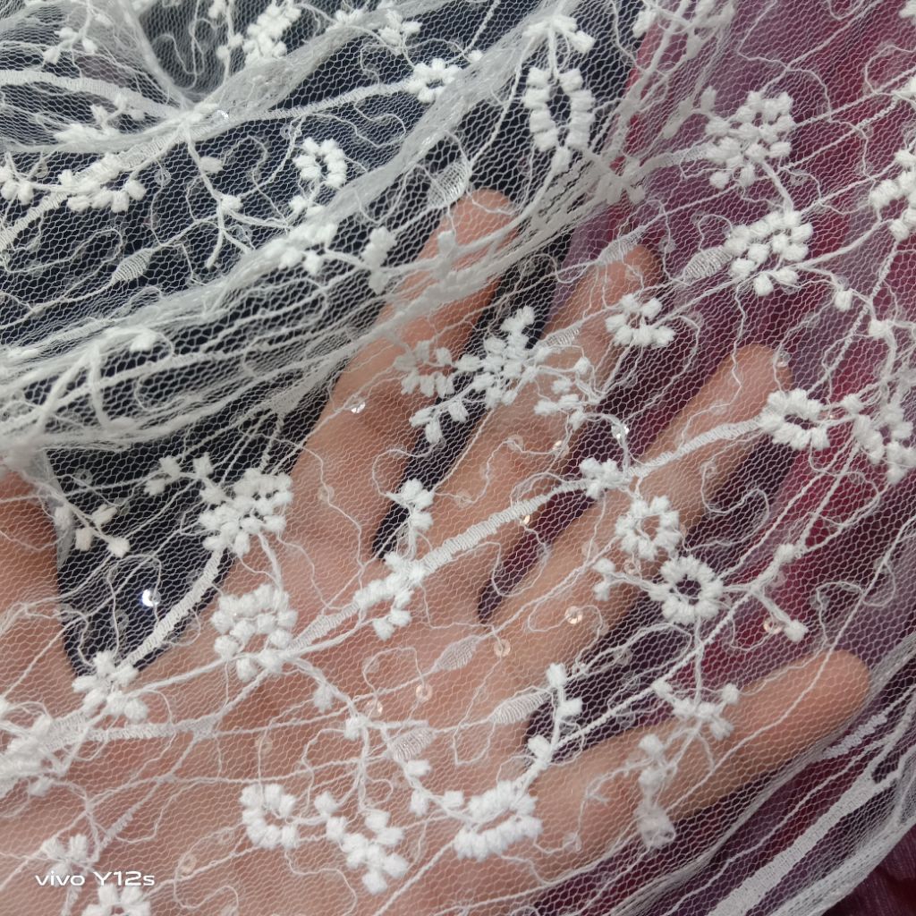 Kain Tile Bordiran Payet / Harga / 0.5m / Kain Tile Payet Bordiran Meteran / Bahan Tile Payet Bordir