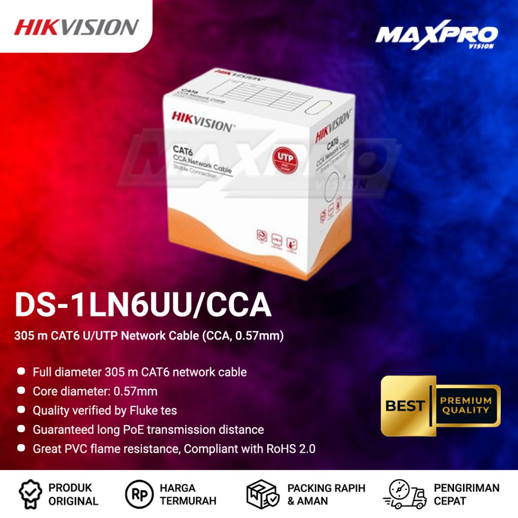 DS-1LN6UU/CCA - HIKVISION CAT 6 UTP NETWORK CABLE