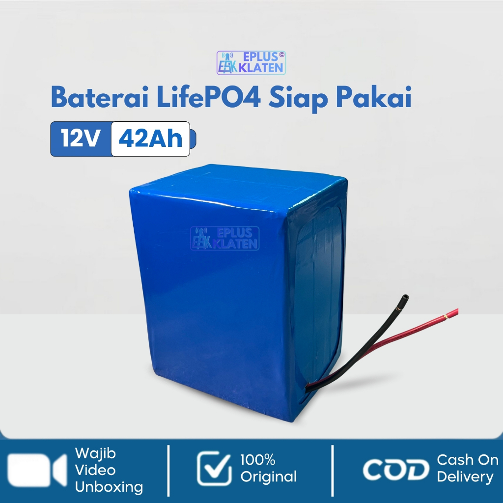 Baterai LifePO4 12V 42Ah + BMS Proteksi Battery Pack Siap Pakai Lithium 40Ah 42A Setrum PDC PAC UPS 