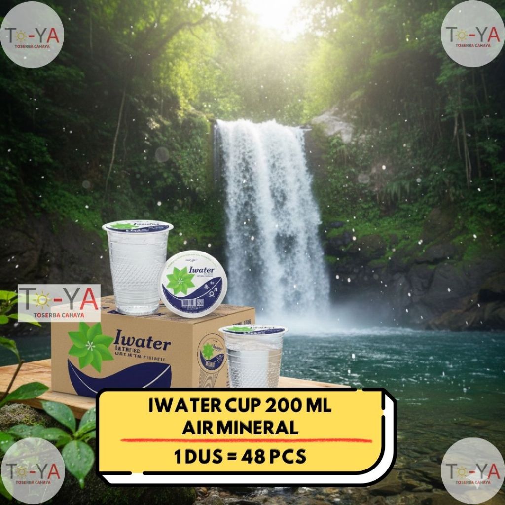 IWATER Air Mineral Minum AMDK Cup Gelas Grosir Murah 200 ml - 1 Dus / 48 Pcs
