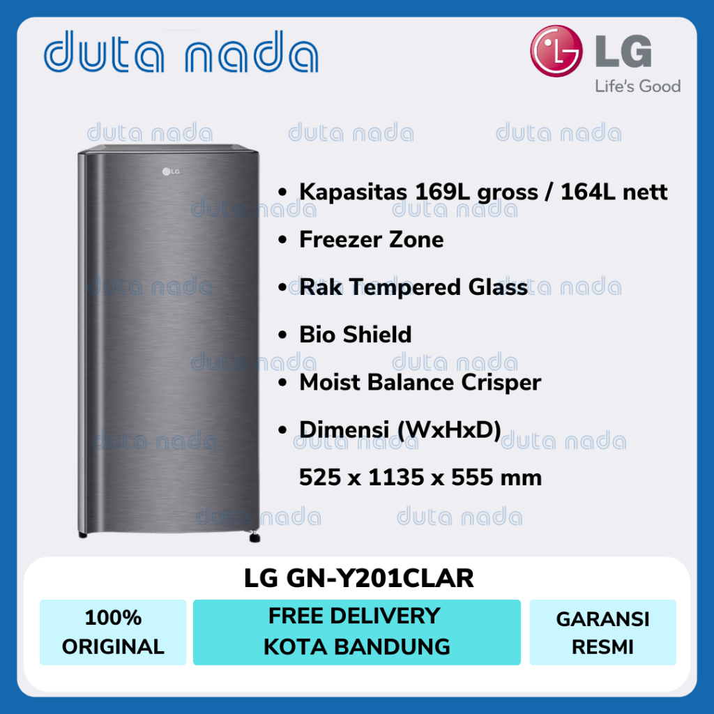 LG KULKAS 1 PINTU KAPASITAS 169L / 164L GN-Y201CLAR