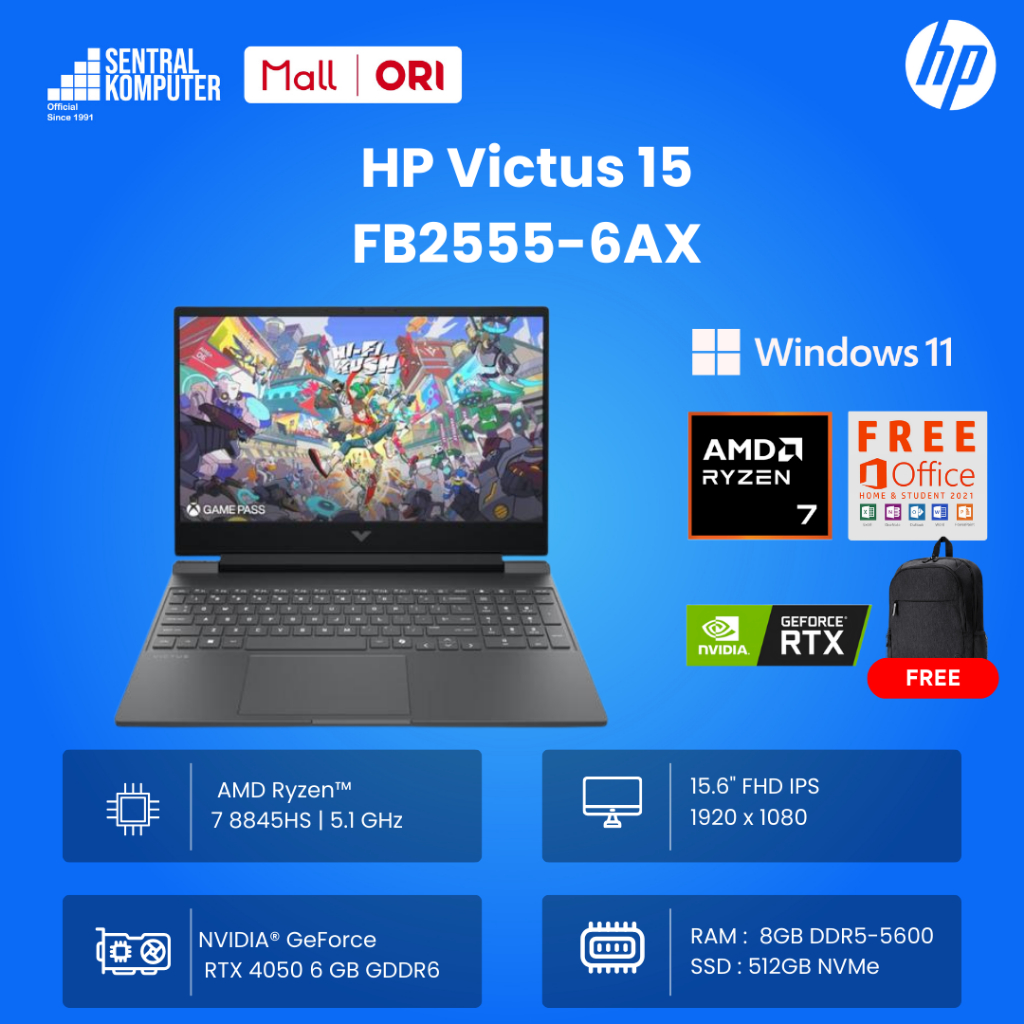 HP Victus Laptop 15 AMD Ryzen 7 8845HS RTX 4050 8GB 512GB IPS 144Hz