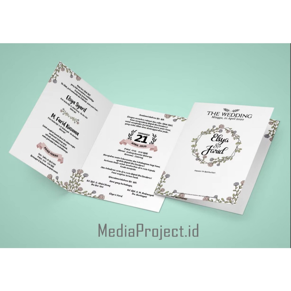 MINIMAL ORDER 50PCS Undangan Pernikahan Murah Lipat 2 Bufalo / MINIMAL ORDER 50PCS undangan cantik p