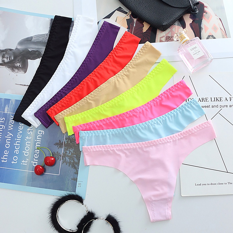 Celana Dalam Wanita Ice Silk Seamless Panties Thong L056