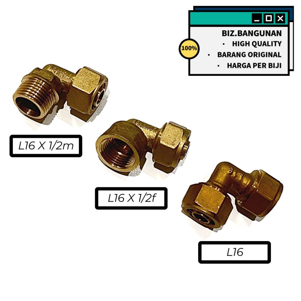 KNEE NEPEL SAMBUNGAN KUNINGAN 1/2" - ELBOW L KRAN PIPA PANAS DINGIN