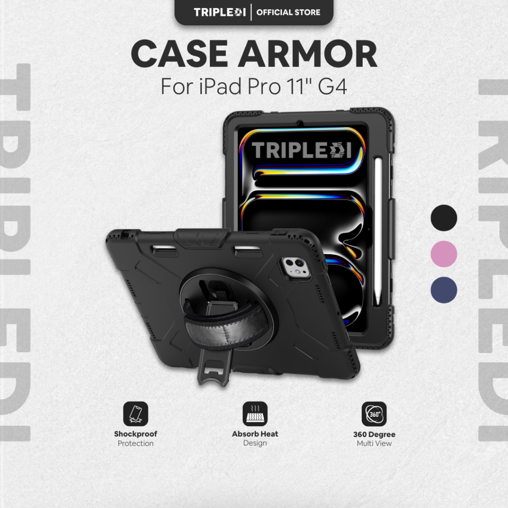 TRIPLEDI Case Armor For iPad Pro 11 inch Gen 1 2 3 M1 4 M2 TD0202 Hard Cover Shoulder Strap Casing S