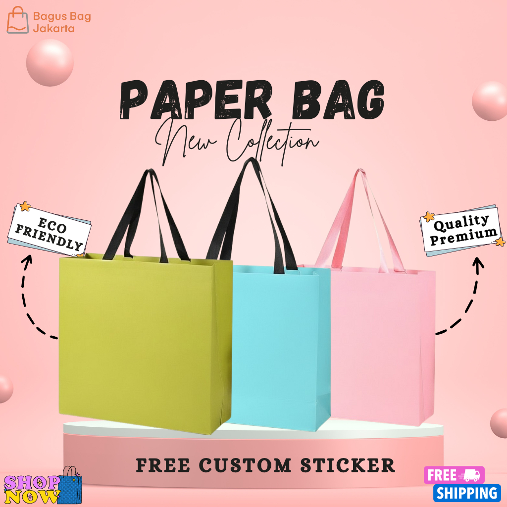 Premium Paper Bag - Paper Bag Kado - Paperbag Custom Sticker - Paper Bag Souvenir - Paper Bag Aesthe