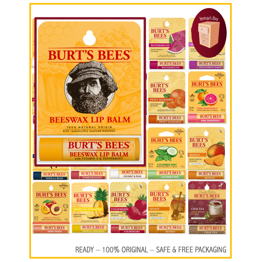 Burt’s Bees Moisturising Lip Balm - Pelembab Bibir - 100% ORIGINAL - BARANG READY DIKIRIM