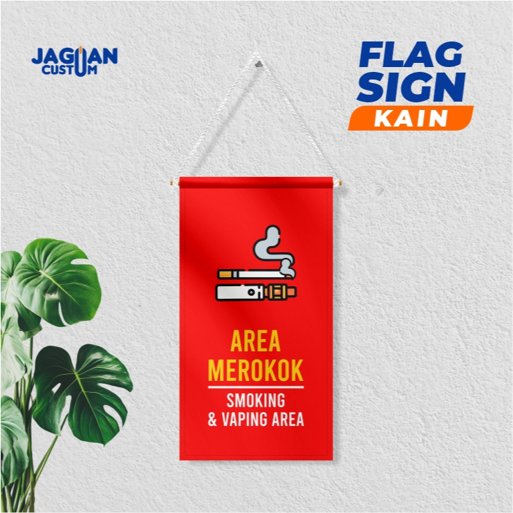 Signage tanda area boleh merokok bahan kain tahan cuaca
