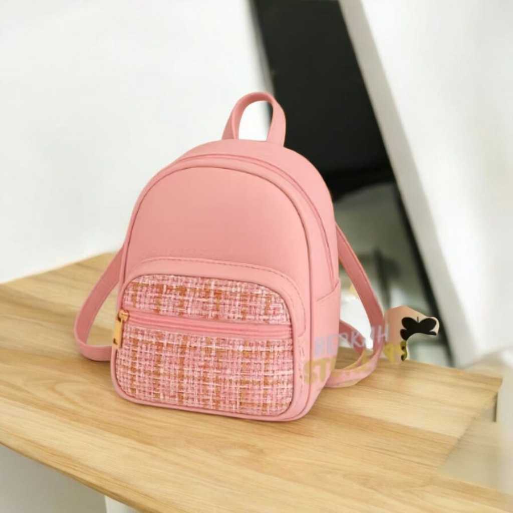 Tas Ransel Kiyomi Wanita Kulit Sintetis Murah Tas gendong sekolah Tas ransel korea mini