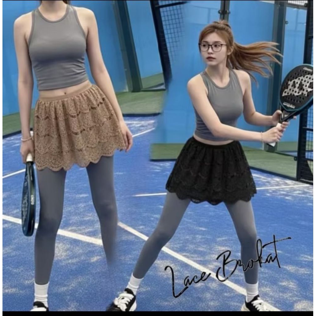 Florina Fashion - 3 Pcs Lace Rok Sambungan - Lace Brukat Rok Sambungan Olahraga Rok Brukat Korea