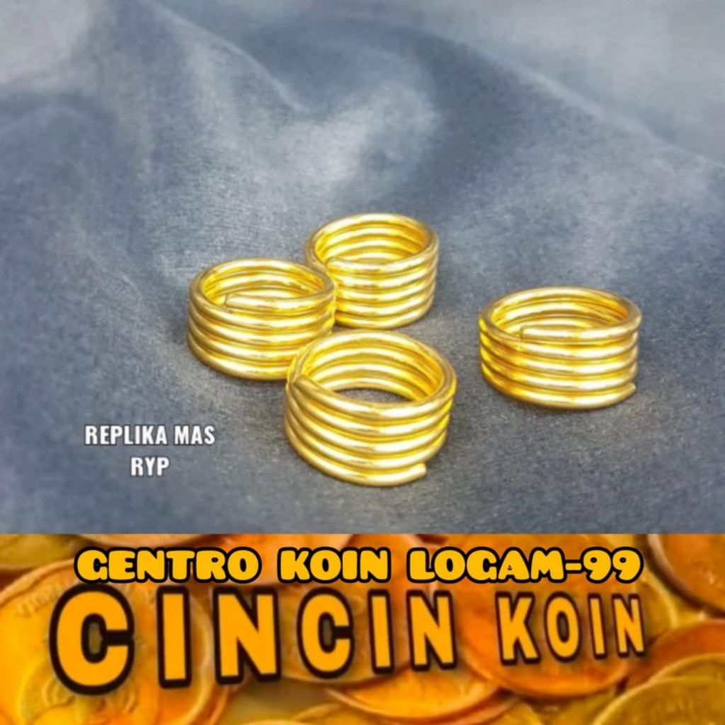 CINCIN KOIN LOGAM WANITA DEWASA MOTIF LINGKARAN JALIN ANTI KARAT