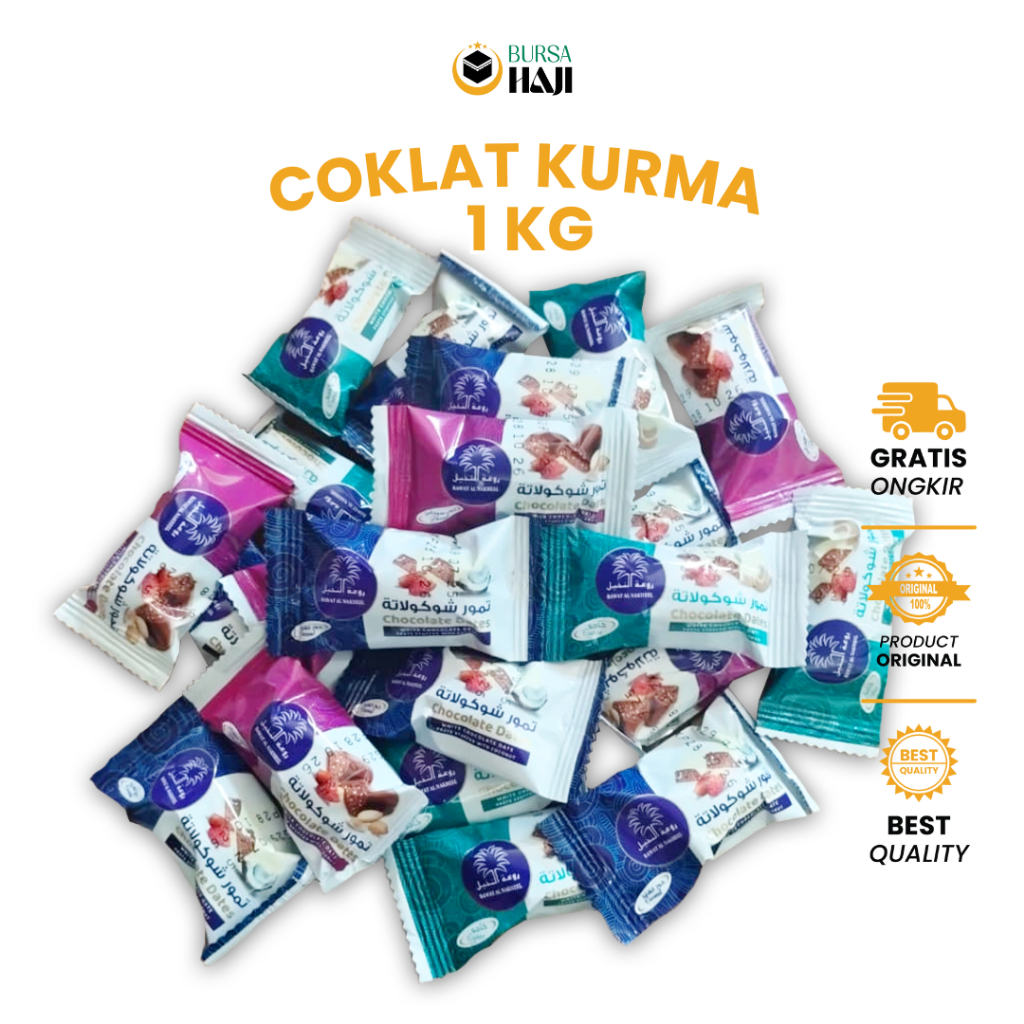 Coklat Kurma Almond Mix 1 Kg Cokelat Dubai Arab Chocolate Dates With Almond Premium