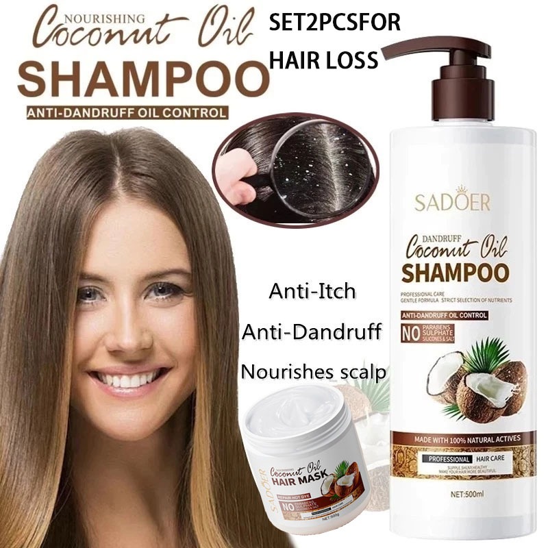 Sampo Minyak Kelapa 500ML / Sampo Penghilang Ketombe Memelembutkan Rambut Meredakan Gatal Memperbaik