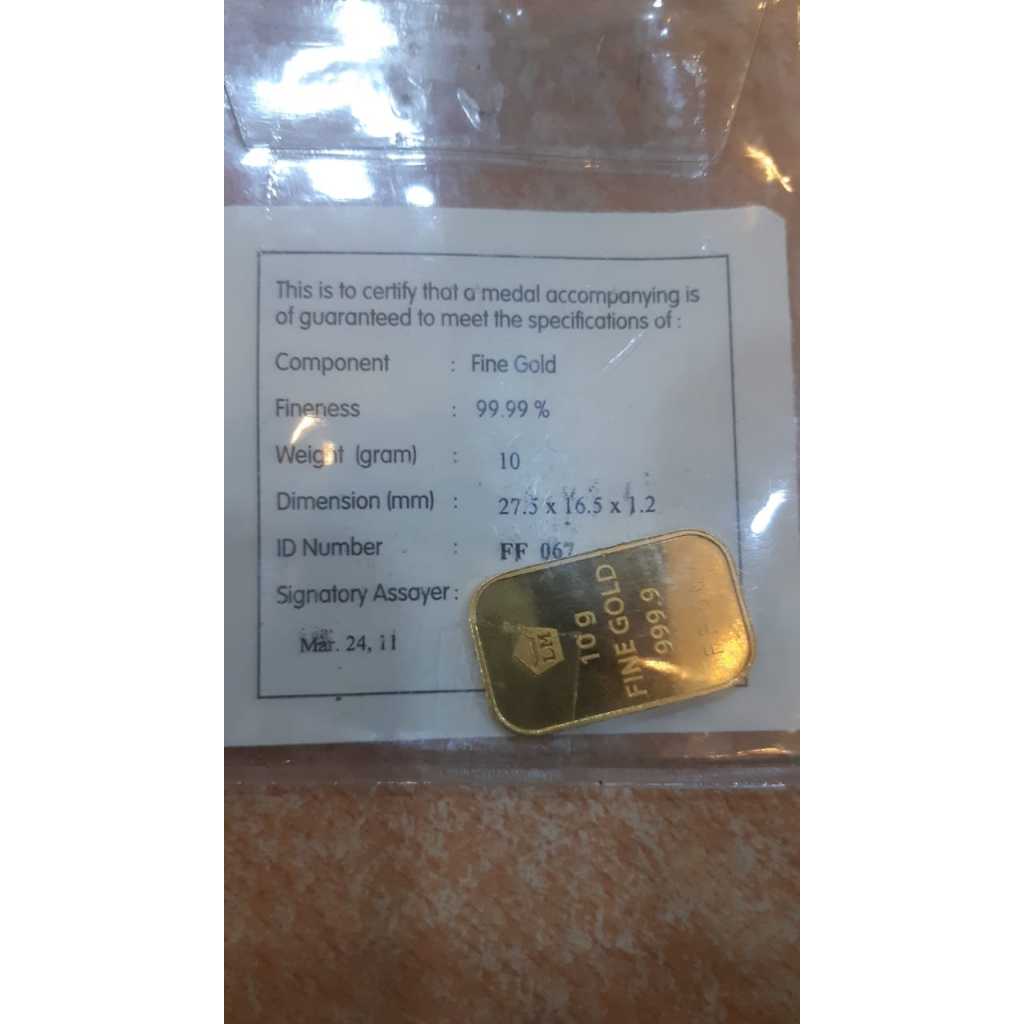 Emas Batangan Logam Mulia Antam 10Gram Retro Asli Bersertifikat