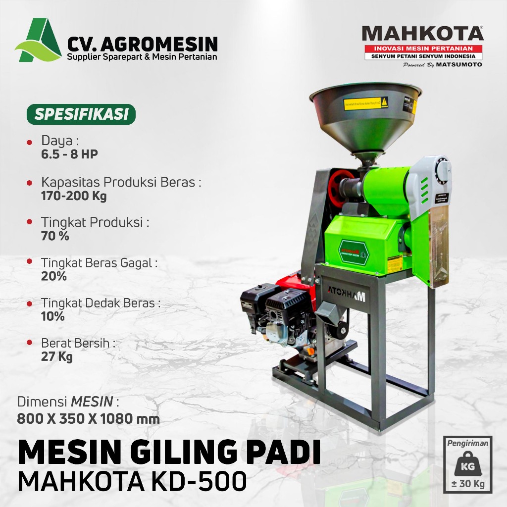 Mesin giling padi KD500 MAHKOTA rangka + mesin KD 500