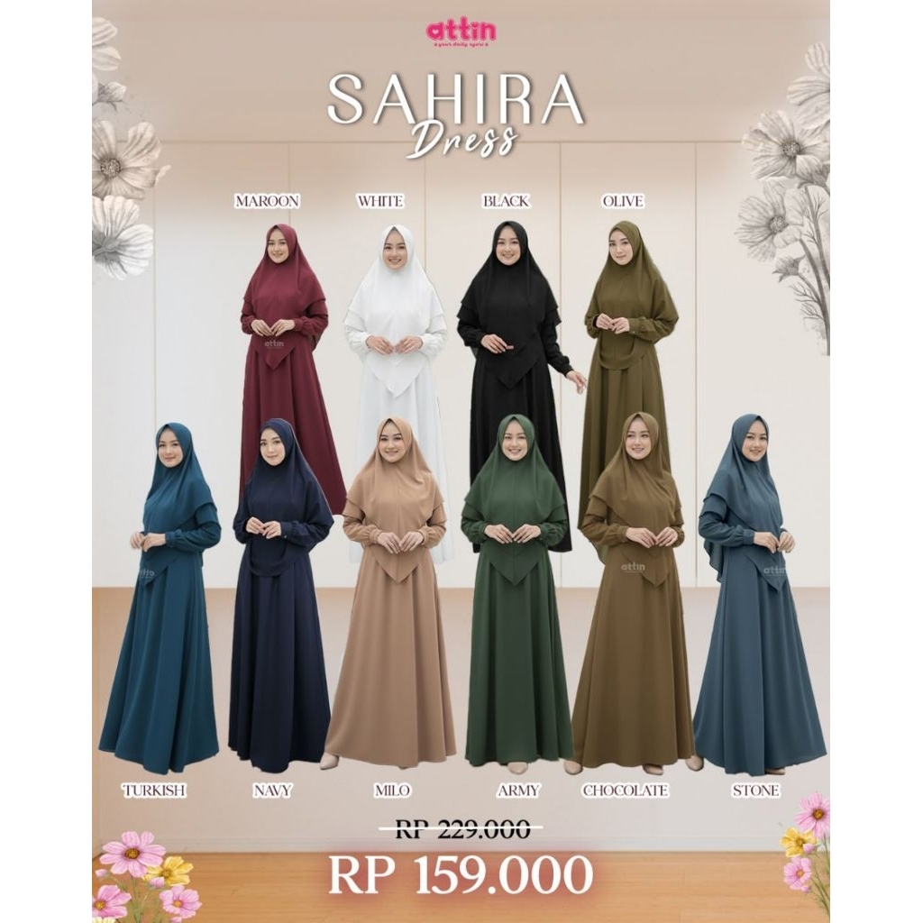 Sahira Dress by Attin Gamis Muslimah Toyobo Polos Terbaru Jumbo
