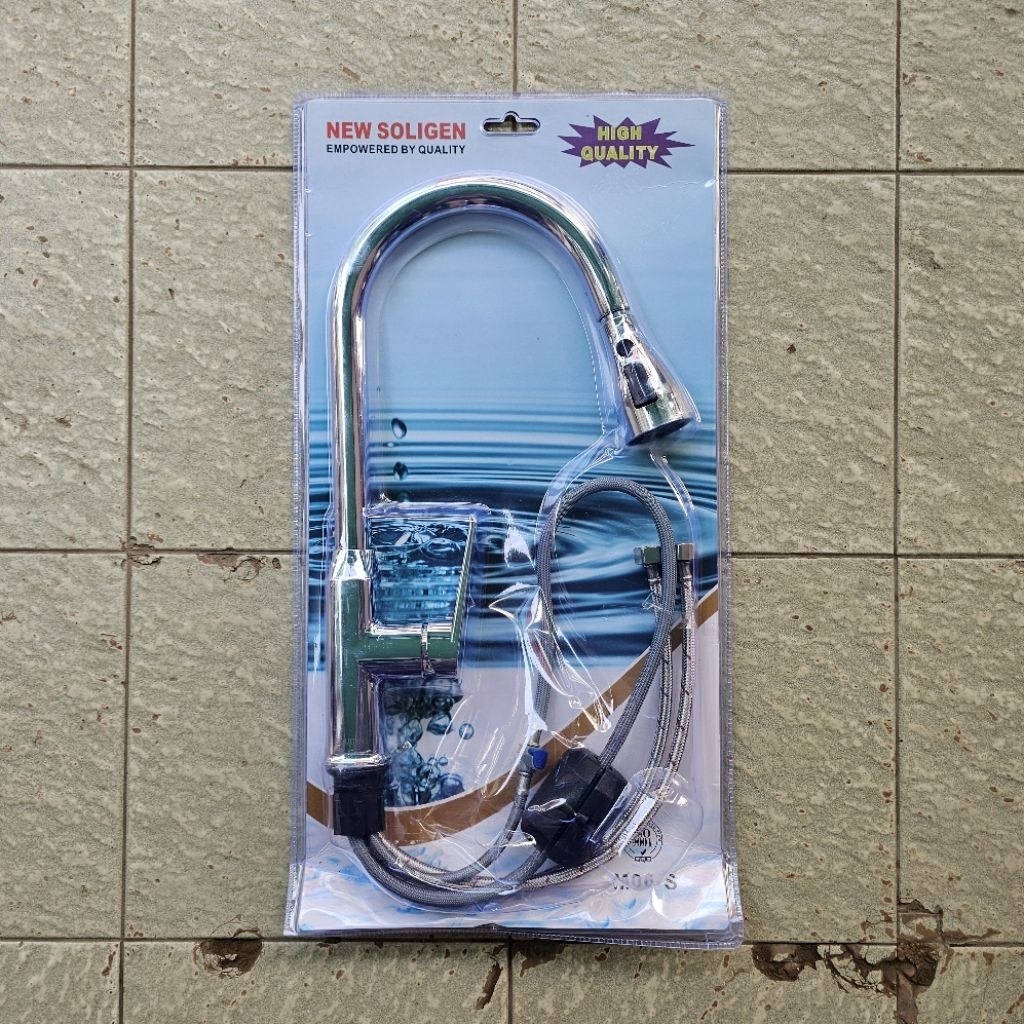 Kran angsa stainless cuci piring model tanam SOLIGEN / Kran BCP tanam M-06 SLG / Kran tanam tarik / 