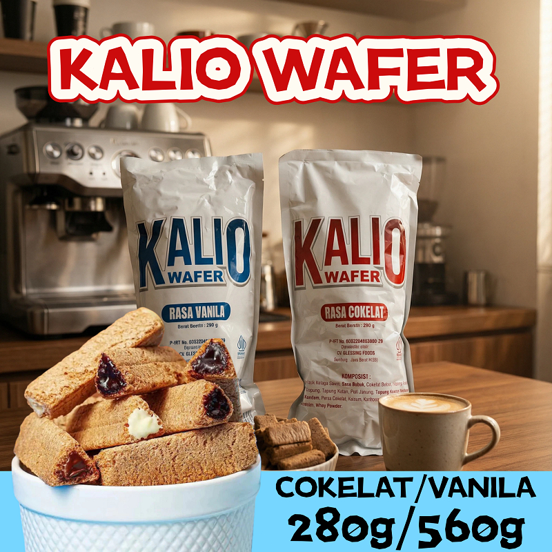 Kalio Wafer Stick Coklat - Snack Biskuit Coklat Crunchy dengan Isian Rasa Susu & Vanila | Camilan Co
