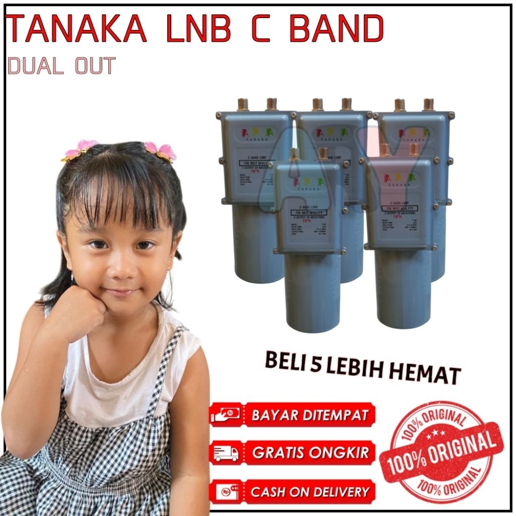 [PAKET USAHA] [5 PCS] TANAKA LNB C BAND DUAL OUT - LNBF C BAND DUA JALUR TANAKA