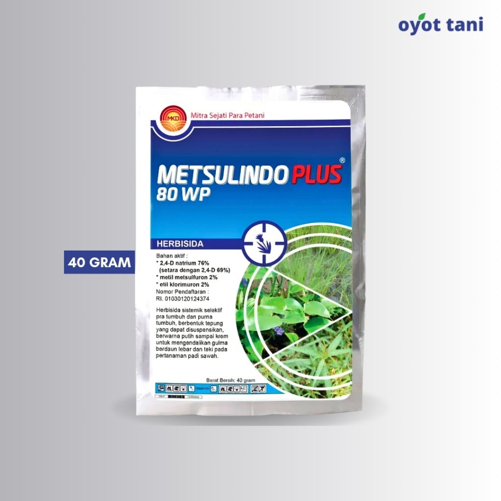 Metsulindo Plus 80WP 40 gram (Original) | Herbisida Sistemik, Selektif, Pra & Purna Tumbuh Bahan Akt